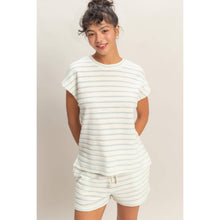 Load image into Gallery viewer, Terry Cloth Stripe Cap Sleeve Tee (5 Colors)