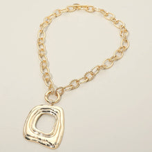 Load image into Gallery viewer, Bold Abstract Metal Pendant Accent Chunky Chain Necklace