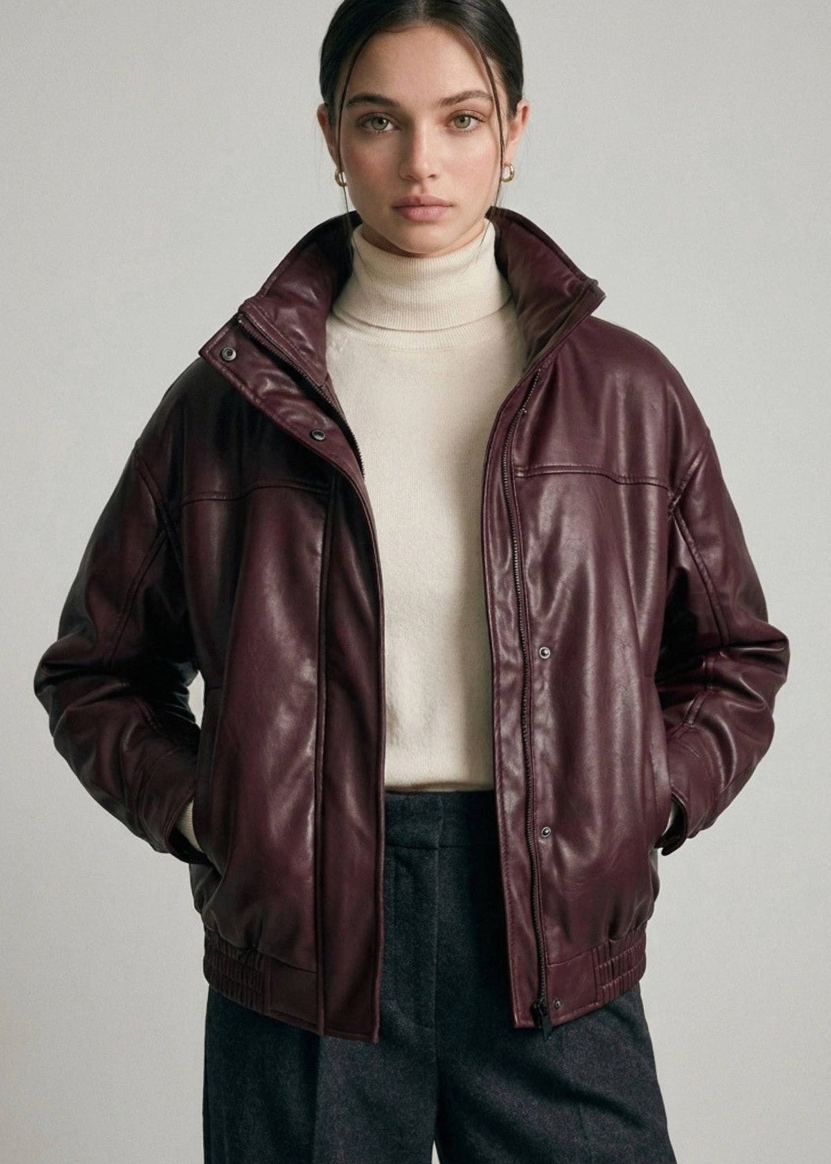 The Raegan Faux Leather Bomber Jacket