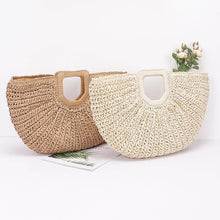 Load image into Gallery viewer, Half Moon Straw Bag