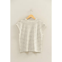 Load image into Gallery viewer, Terry Cloth Stripe Cap Sleeve Tee (5 Colors)