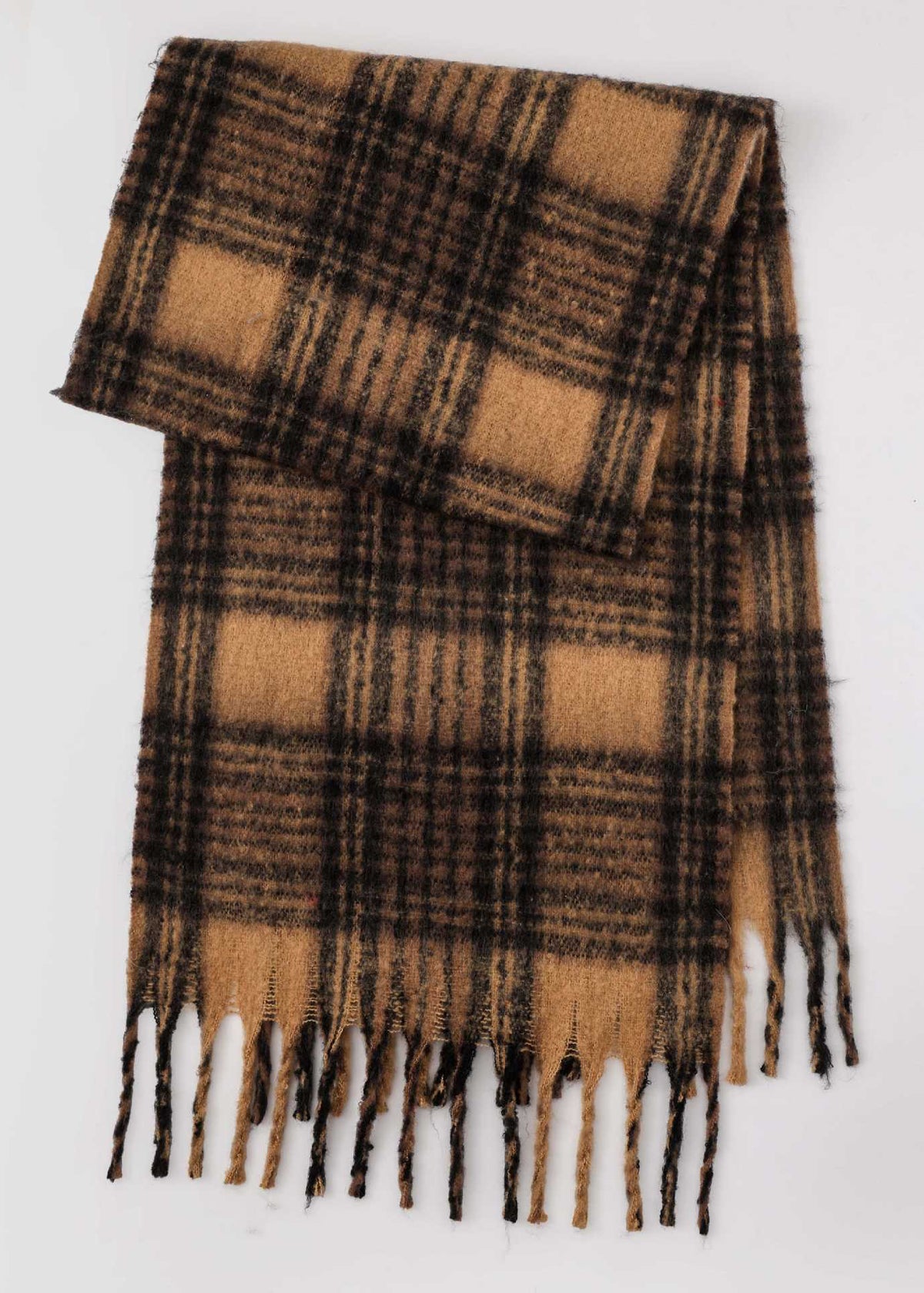 Plaid Tassel Knit Scarf (2 Colors)