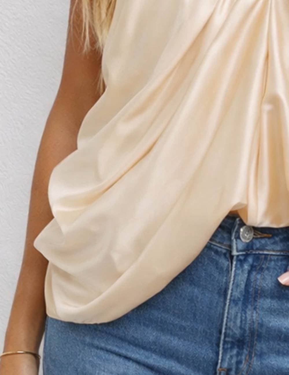 The Allure Satin Ruched Top