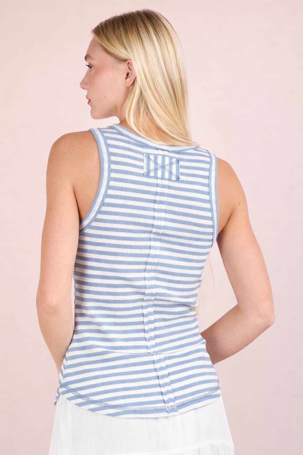 Seaside Henley Stripe Tank Top