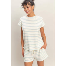 Load image into Gallery viewer, Terry Cloth Stripe Cap Sleeve Tee (5 Colors)