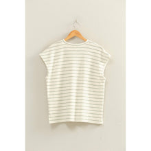 Load image into Gallery viewer, Terry Cloth Stripe Cap Sleeve Tee (5 Colors)