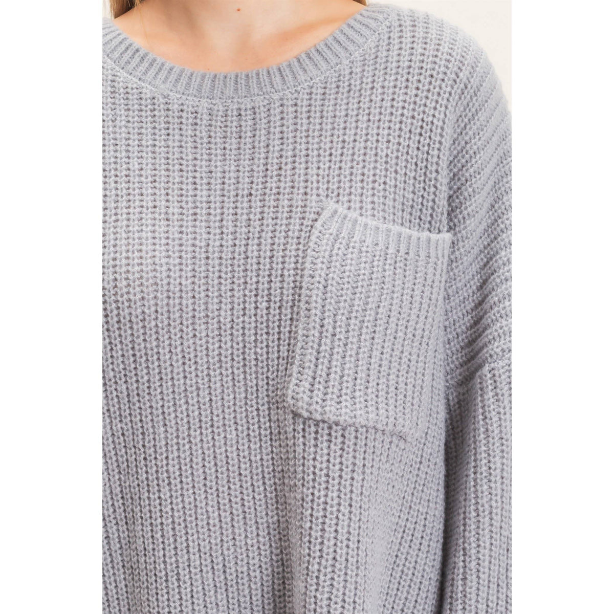 Ava Ribbed Knit Patch Pocket Sweater (2 Colors)