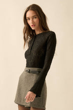 Load image into Gallery viewer, Floral Lace Raglan-Sleeve Henley Top