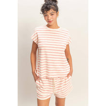 Load image into Gallery viewer, Terry Cloth Stripe Cap Sleeve Tee (5 Colors)