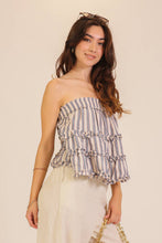 Load image into Gallery viewer, Blue Harbor Ruffle Tiered Strapless Top