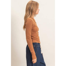Load image into Gallery viewer, Ruffled Ribbed Long Sleeve Top