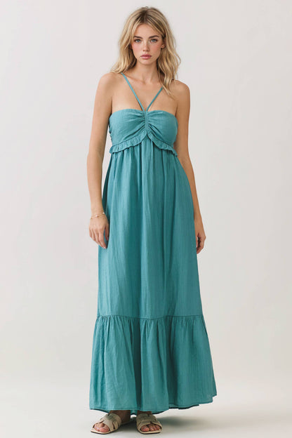 Halter Neck Tiered Maxi Dress