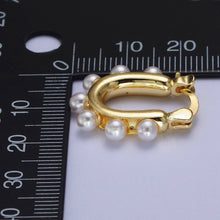 Load image into Gallery viewer, 24K Gold Filled Round Pearl Lined 23.6mm U-Shaped Latch Earrings | Y205
