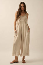 Load image into Gallery viewer, Missy Cotton Smocked Ruffled Wide-Leg Cropped Jumpsuit
