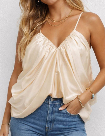 The Allure Satin Ruched Top
