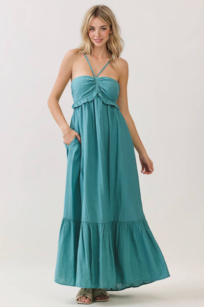 Halter Neck Tiered Maxi Dress