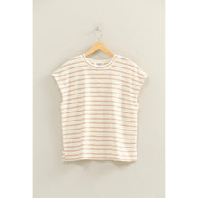 Load image into Gallery viewer, Terry Cloth Stripe Cap Sleeve Tee (5 Colors)
