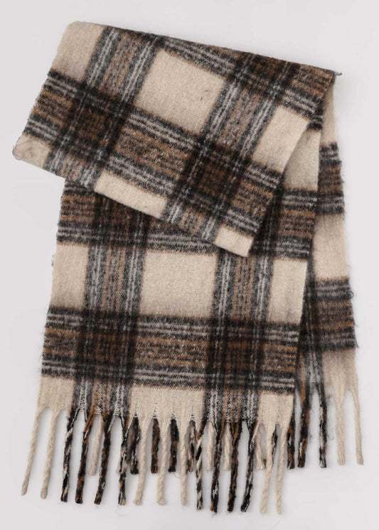 Plaid Tassel Knit Scarf (2 Colors)