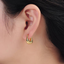Load image into Gallery viewer, 24K Gold Filled Dome Square Latch Hoop Earrings
