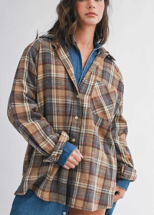 The Tatum Oversized Plaid Button Down