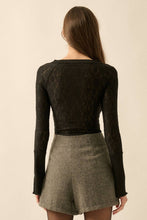 Load image into Gallery viewer, Floral Lace Raglan-Sleeve Henley Top
