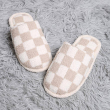 Load image into Gallery viewer, Checkerboard Fuzzy Slippers
