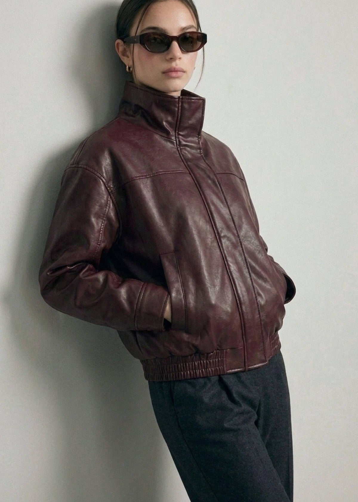 The Raegan Faux Leather Bomber Jacket