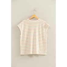 Load image into Gallery viewer, Terry Cloth Stripe Cap Sleeve Tee (5 Colors)
