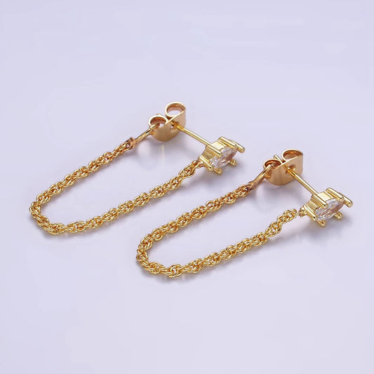 16k Gold Filled CZ Chain Link Stud Earrings
