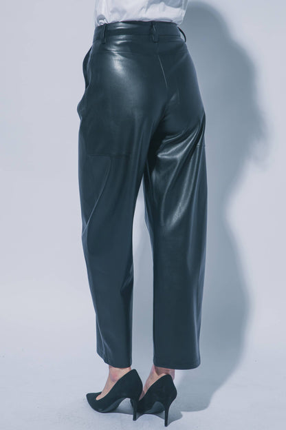 The Nora Faux Leather Barrel Pant