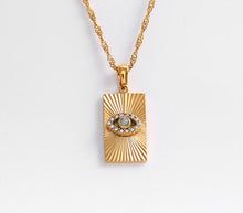 Load image into Gallery viewer, Evil Eye Talisman Tag Pendenat 14K Gold Steel Necklace
