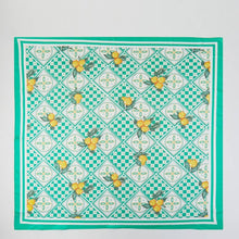 Load image into Gallery viewer, Mosaic Lemon Print Satin Scarf
