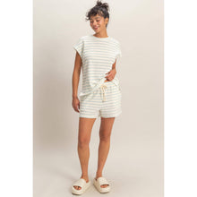 Load image into Gallery viewer, Terry Cloth Stripe Cap Sleeve Tee (5 Colors)
