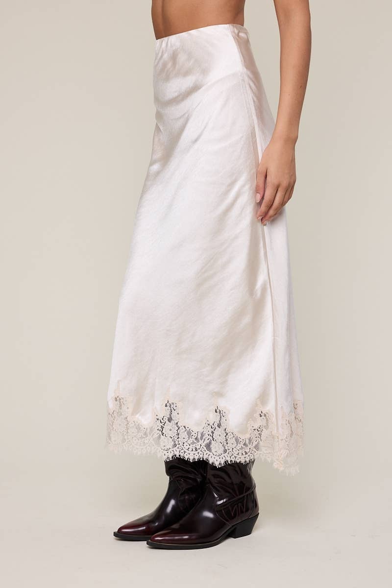Valerie Lace Satin Midi Skirt (2 Colors)