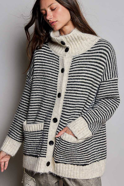 The Aspen Striped Knit Sweater Cardigan
