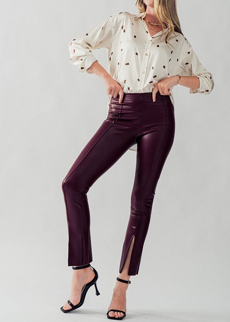 Rock With Me Faux Leather Front Split Pant