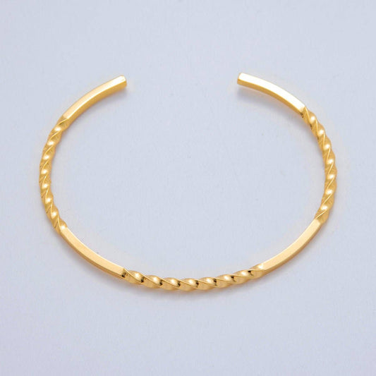 18K Gold Filled Twisted Band Bar Cuff Bracelet