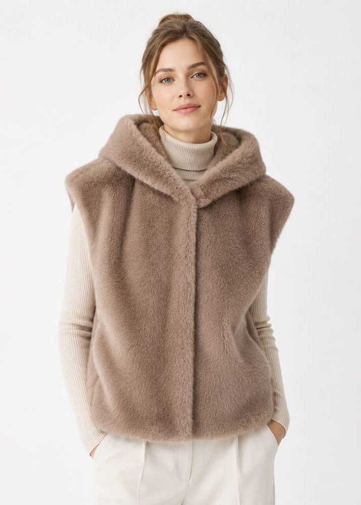The Mila Faux Fur Hooded Vest