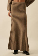 Load image into Gallery viewer, Striped Ribbed Knit Mermaid Maxi Skirt
