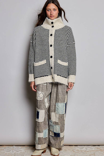The Aspen Striped Knit Sweater Cardigan
