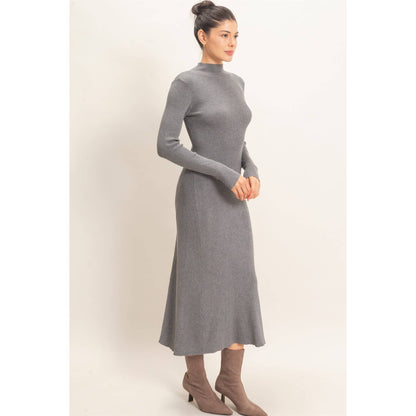 The Arden Ribbed Mock Neck Midi Dress