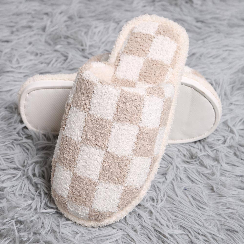 Checkerboard Fuzzy Slippers