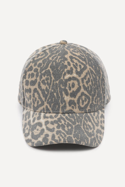 Washed Leopard Print Baseball Hat
