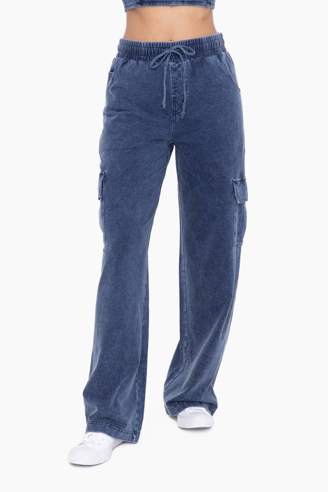 Serena Mineral Wash Wide Leg Cargo Pants