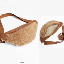 Load image into Gallery viewer, Faux Suede Sherpa Sling Bag Adjustable Strap
