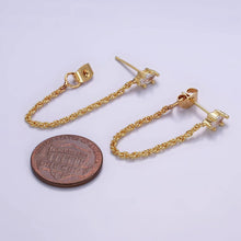 Load image into Gallery viewer, 16k Gold Filled CZ Chain Link Stud Earrings
