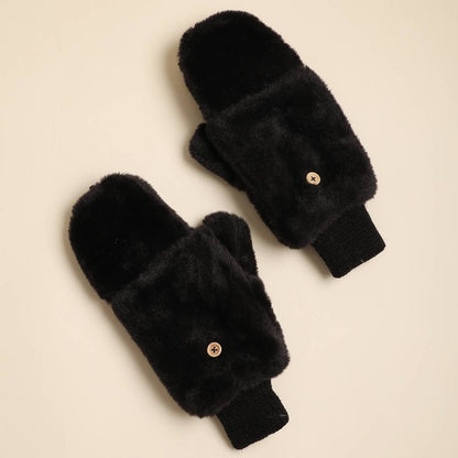 Faux Fur Convertible Mittens (4 Colors)