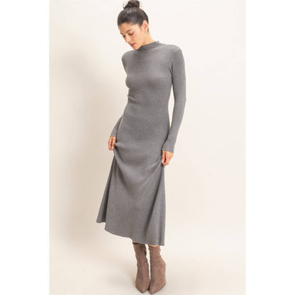 The Arden Ribbed Mock Neck Midi Dress