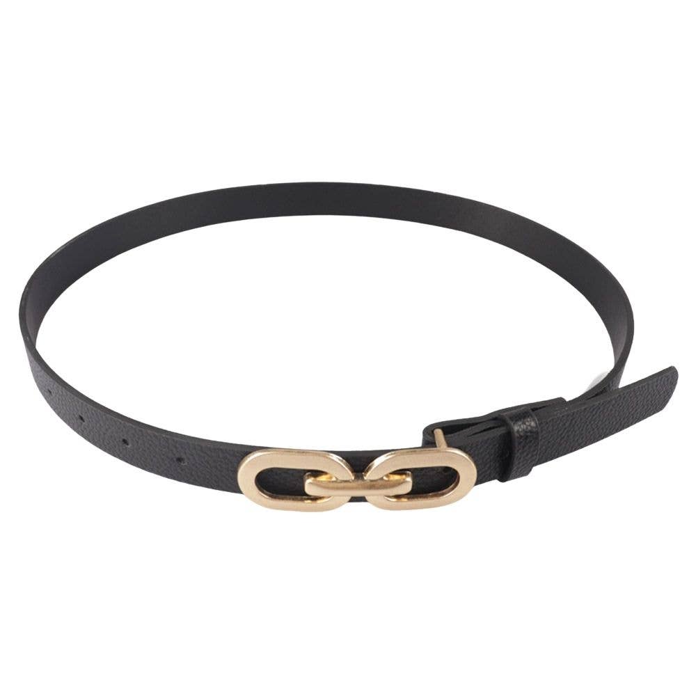 LINK DESIGN BUCKLE SKINNY BELT