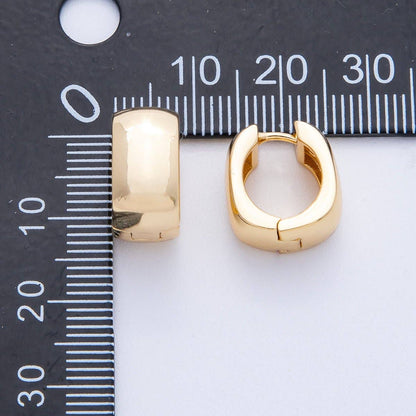 18K Gold Filled 14mm Wide Hammered Huggie Earrings